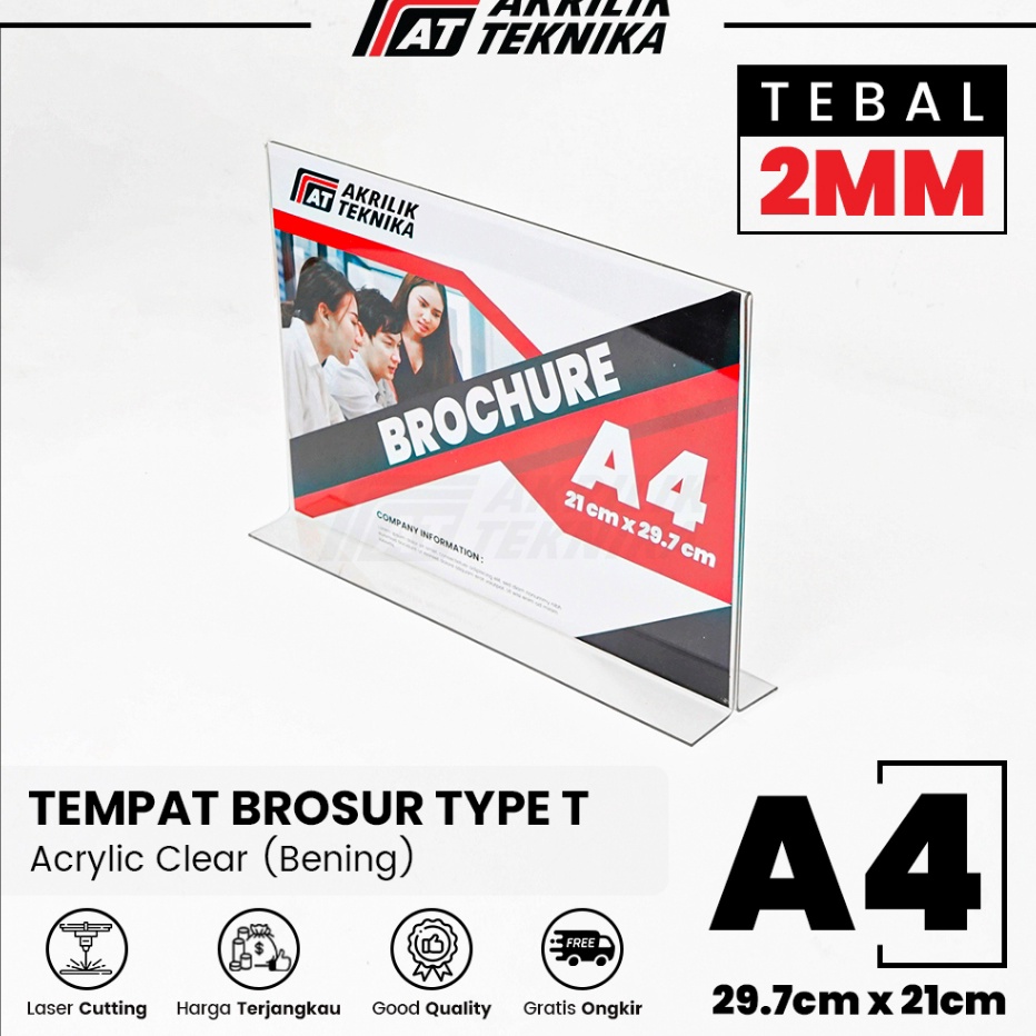 

KF7 Tempat Brosur Akrilik Tent Card Holder Qris Barcode Nomor Menu Meja Landscape T Ukuran A4 2mm