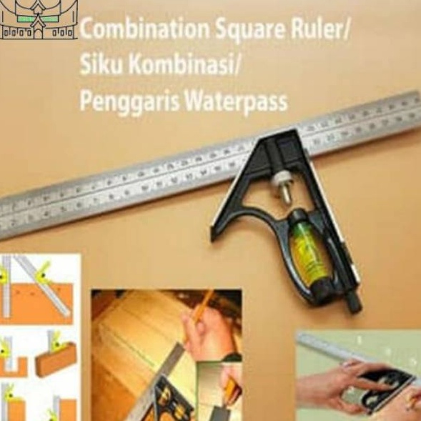 

KI3 Penggaris Wateass Siku Kombinasi Combination Square Ruler depan CM Belakang Inci