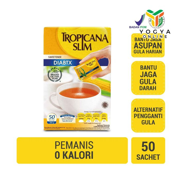 

Tropicana Slim Sweetener Diabetics 2 Gram x 50 Sachet