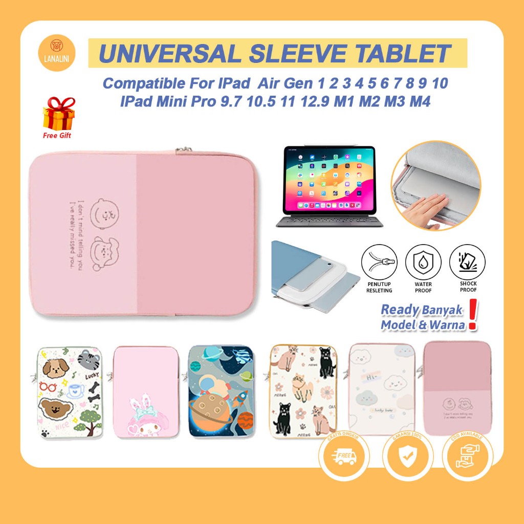 Tas Apple iPad M2 M4 Generasi Gen 2 3 4 5 6 7 8 9 Mini Pro Air 9.7 10.5 11 12.9 2024 2023 2022 2021 