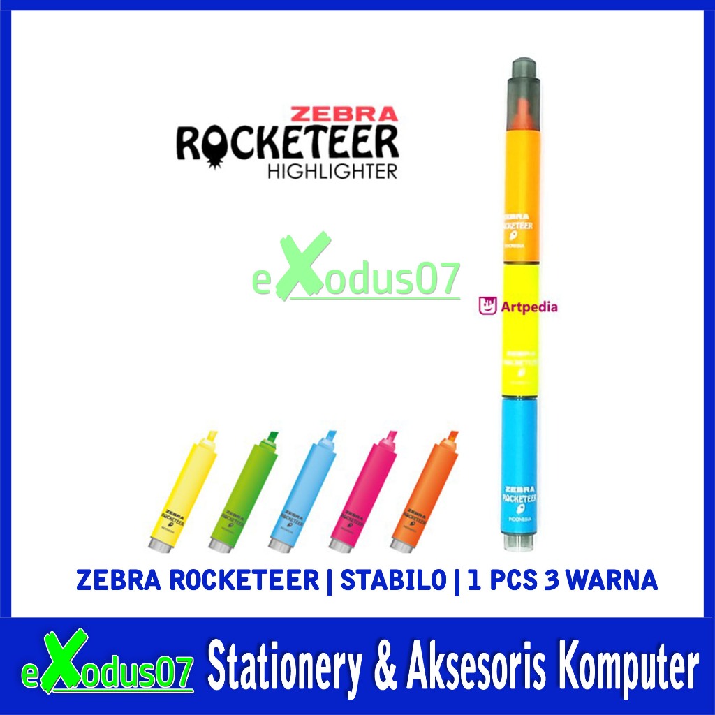 

HIGHLIGHTER / STABILO / PENANDA DOKUMEN 3 IN 1 ZEBRA ROCKETTER