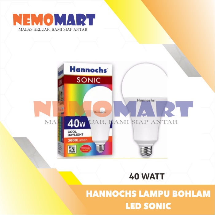 HANNOCHS LAMPU LED A-BULB BOHLAM SONIC COOL DAYLIGHT 40 WATT W HANNOCH BOLAM SONIK 40WATT 40W CAHAYA