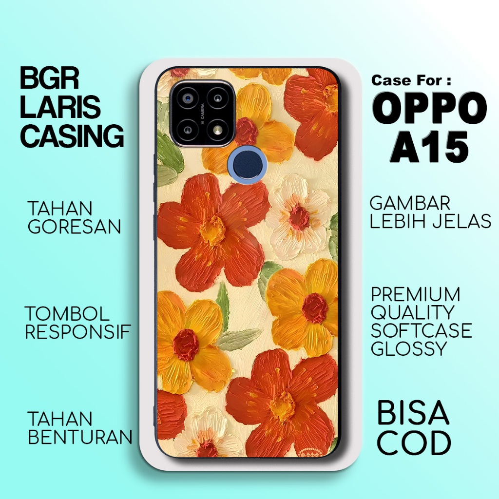 Casing Oppo A15 Bunga Lucu Terbaru Hardcase Softcase Glossy Case Oppo A15 Termurah Kesing Terlaris