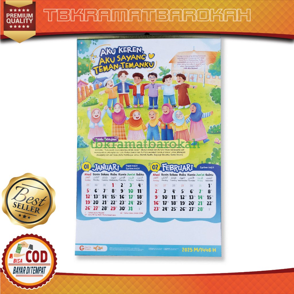 

Kalender Anak Muslim Islami 2025 Art Paper Gema Insani Aesthetic Dinding Calender 1446 Hijriyah