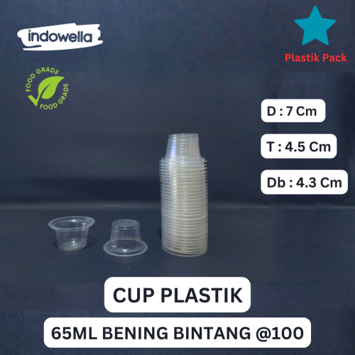 Cup plastik puding / ice cream / jelly 65ml , 90ml bening bintang