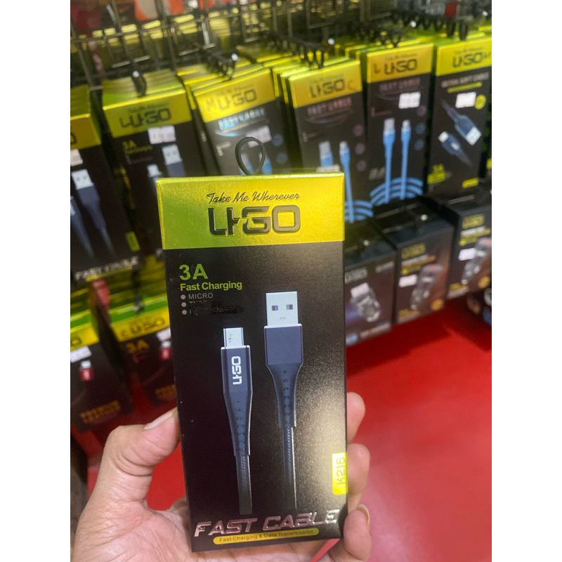 KABEL DATA UGO K216 FAST CHARGING 3A  1 METER USB MICRO,TYPE C DAN LIGHTNING