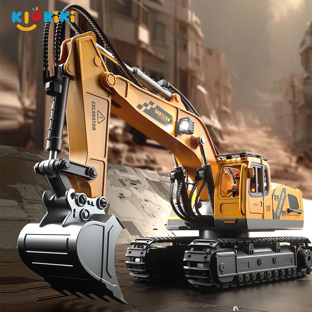 KiKiTOY Mainan Excavator Remote Control 2.4Ghz RC Excavator Alloy Beko Remote Control Eskavator Main