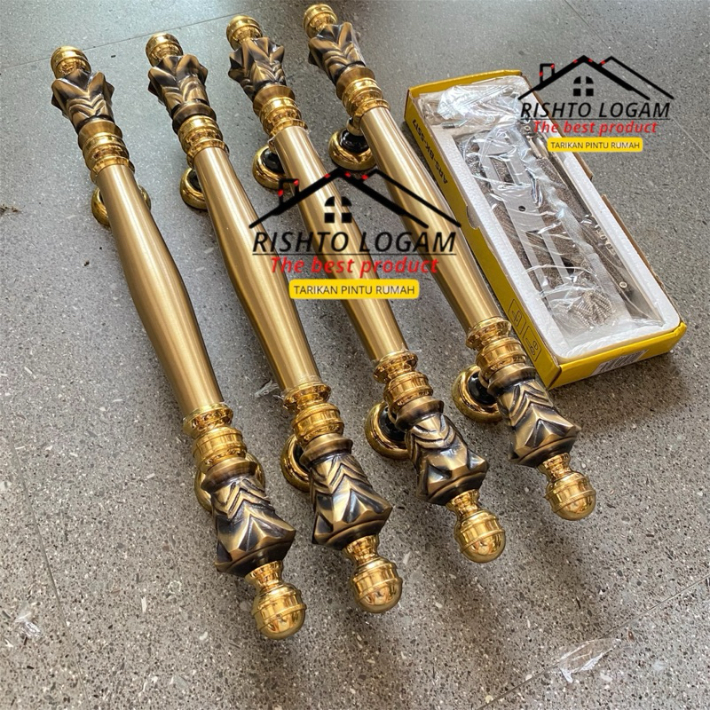 PALING LARIS handle pintu set 4 biji + kunci gagang pintu rumah minimalis kuningan tarikan pintu