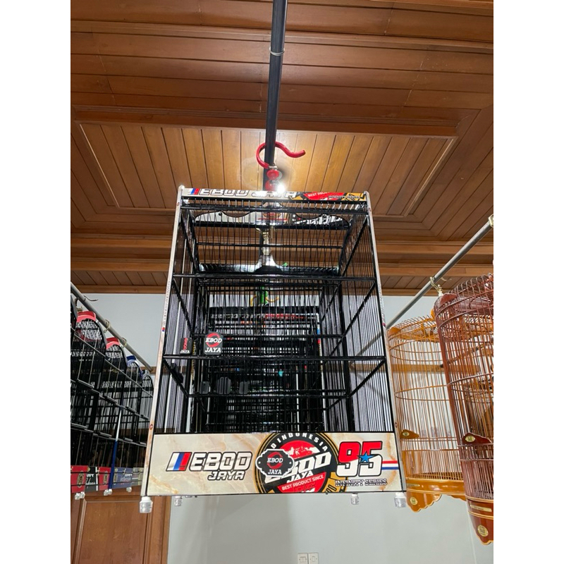 Sangkar Kandang Burung Kotak No 2 Ebod Jaya Decal Ruji atau Senar Fiber Original Asli