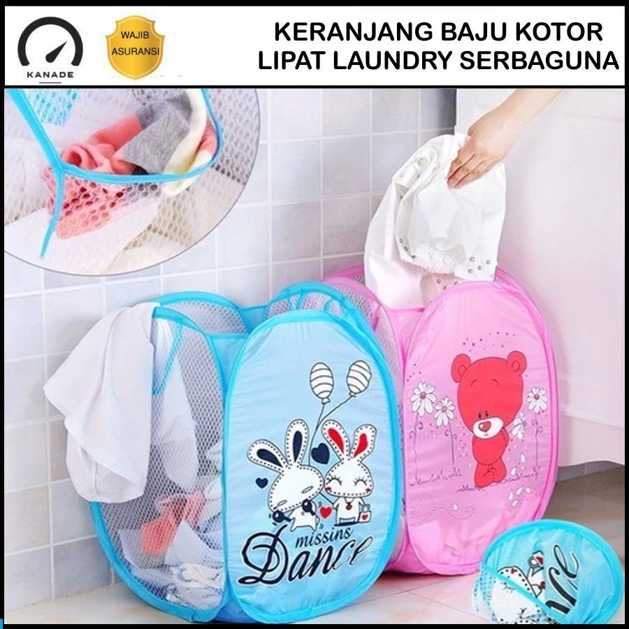 Keranjang Baju Kotor Lipat Karakter Laundry Bag Keranjang Cucian Keranjang Portable Serbaguna Storag