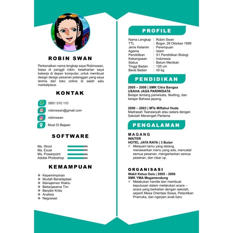 Cv Lamaran Jasa Pembuatan Cv dan Lamaran Kerja Jasa Promo Paket CV 020