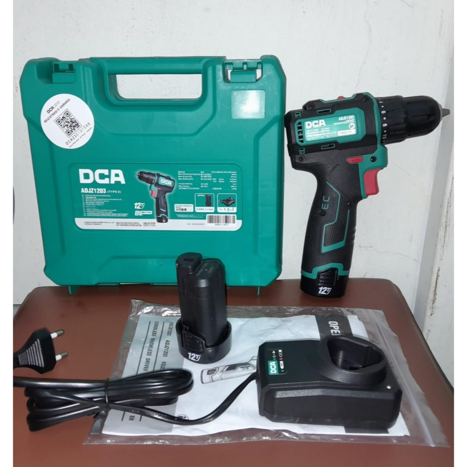 DCA ADJZ1203E Cordless Brushless 12V Drill Driver Bor Baterai DCA ADJZ 1203 E