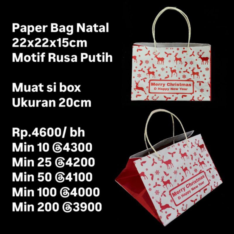 

Paper Bag Natal Christmas Ukuran 22x22cm muat box 20x20cm