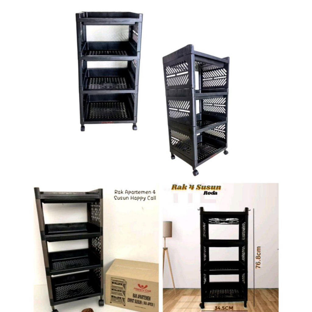 RAK ELCO /YOYO FAWSLINE YOYO Buana Happy Call TD Apartemen Plastik 4 Susun RODA Rak Serbaguna berat 