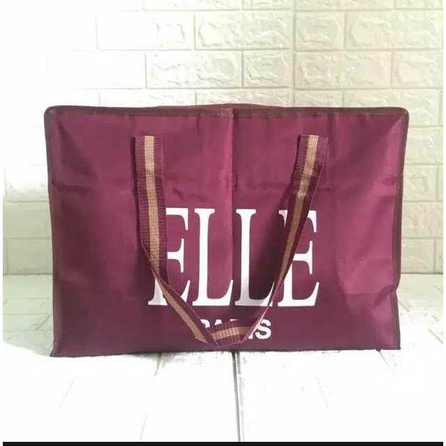 TAS TERPAL//TAS KARUNG PASAR ELLE DOMPET TANGGUNG LEBAR RING JUTE BAG UKURAN 48X35X23CM