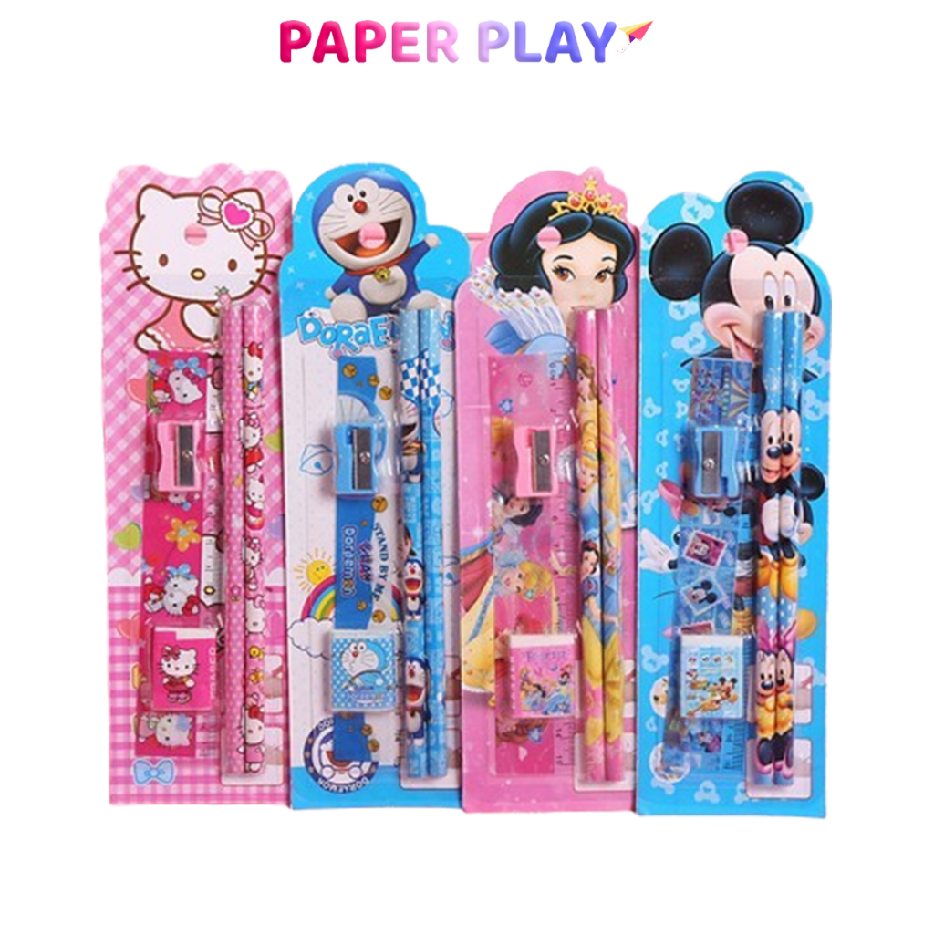 

PAPERPLAY Alat Tulis 5 in 1 Karakter / Paket Penggaris & Pensil Set / Mini Stationery Sekolah STY01