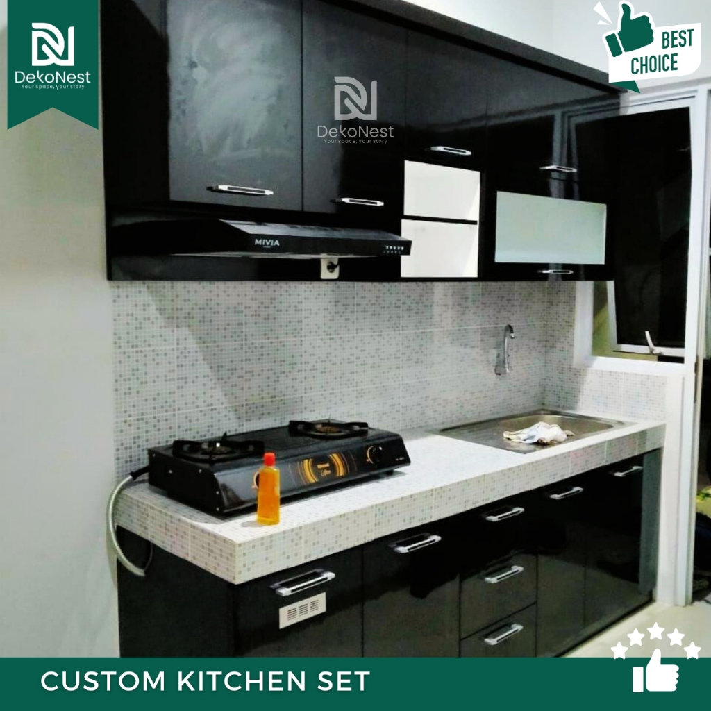 Dekonest Custom Kitchen Set Minimalis Rak Lemari Dapur Mewah Desain Hemat Ruang Estetis Hpl Taco
