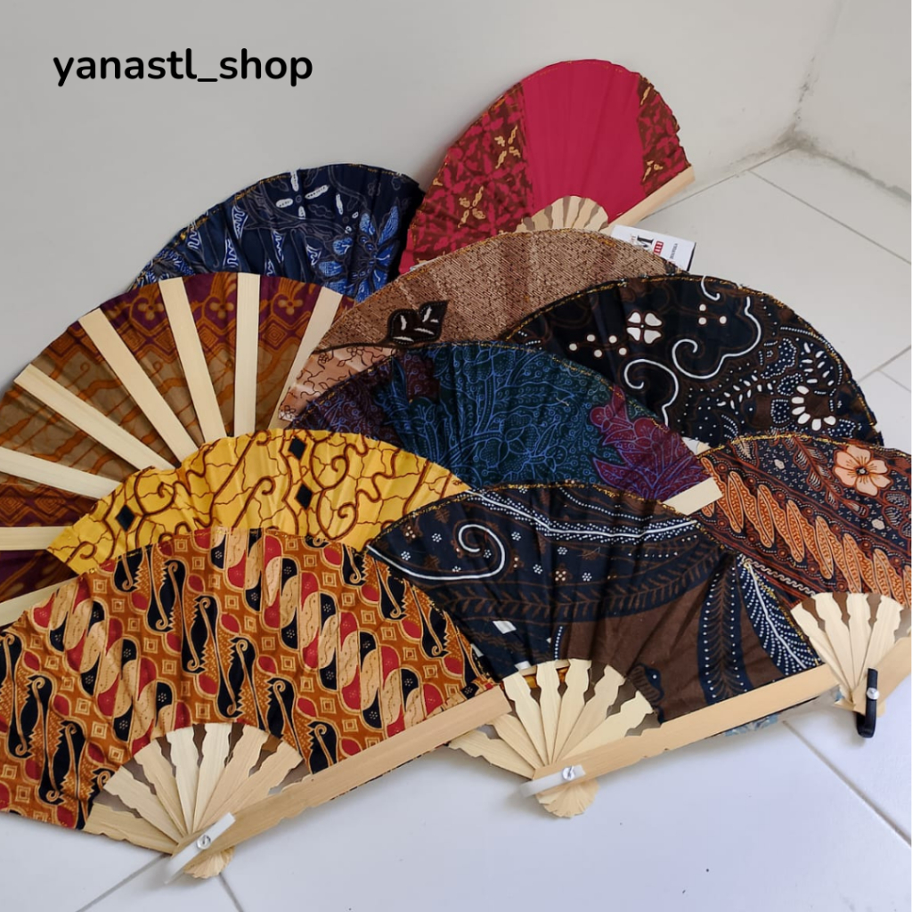 [50 PCS] souvenir pernikahan kipas batik - Souvenir Kipas Batik / Kipas Lipat Batik / Kipas Motif Ba