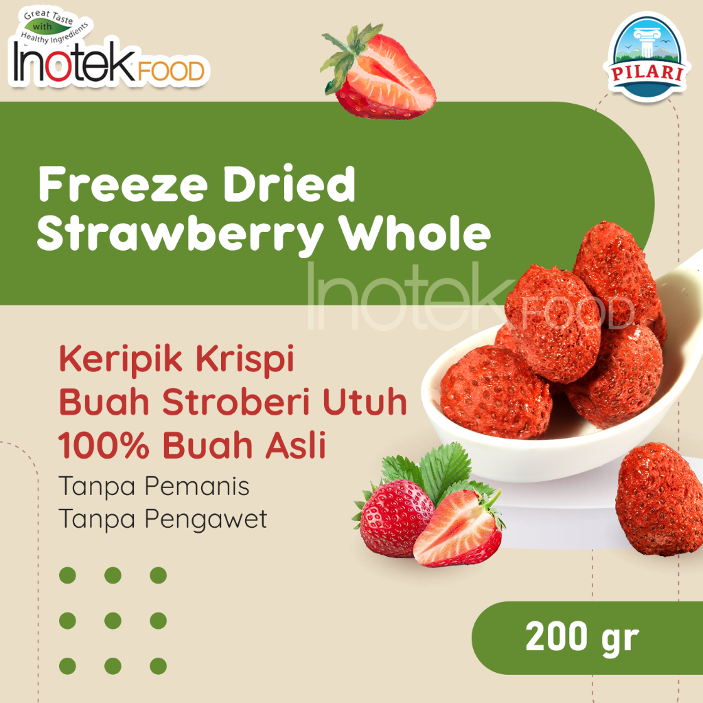 

FREEZE DRIED STRAWBERRY WHOLE @200GR - BUAH STRAWBERRY UTUH ASLI