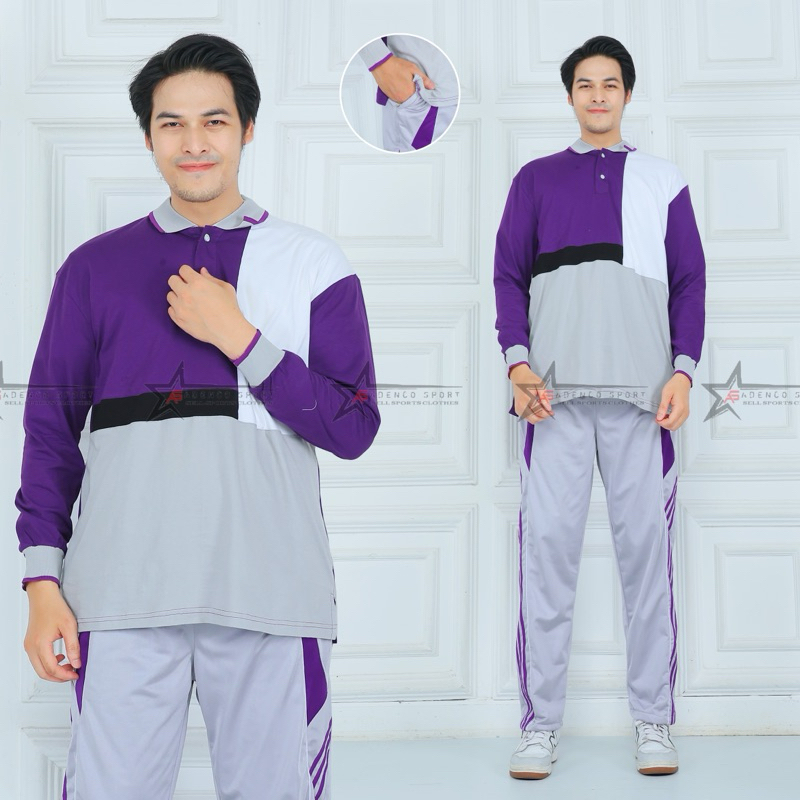 Seragam Baju Olahraga Senam Lengan Panjang / Setelan Olahraga Senam Pria