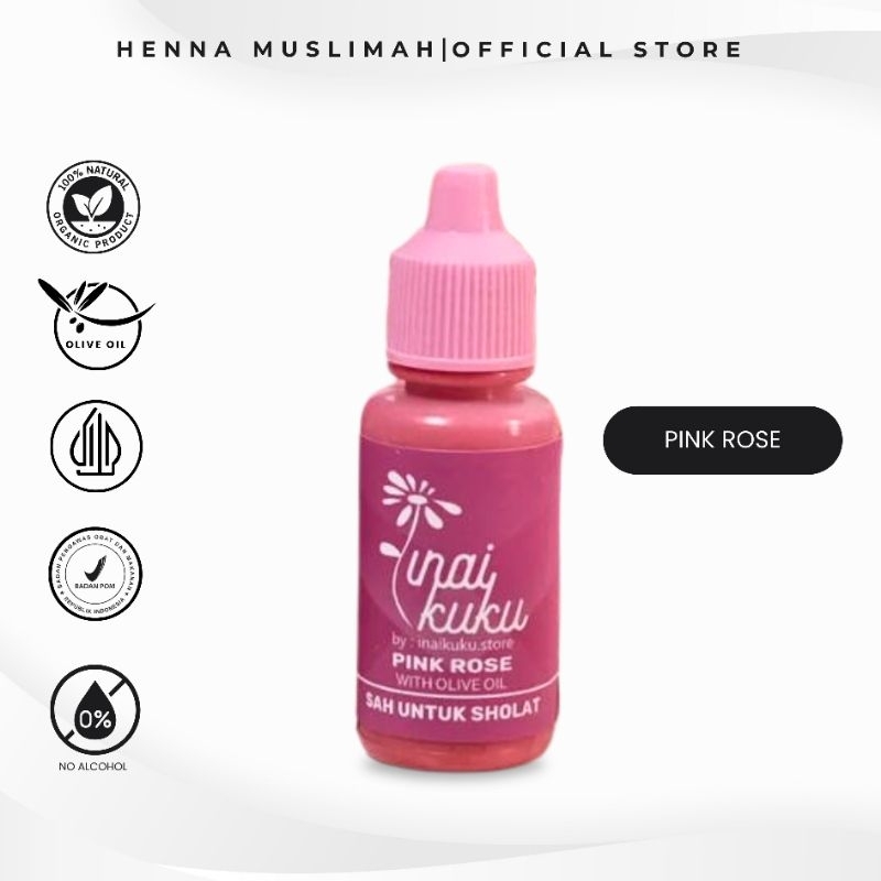 InaiKuku Pewarna Kuku Muslimah Sah Untuk Sholat | Pink Rose 15ml