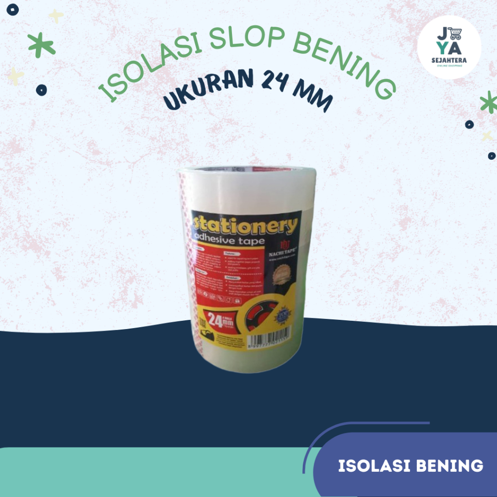 

NACHI BENING 24MM SLOP 72 yard Tape Lakban Bening Selotip Solasi 1 Inchi murah
