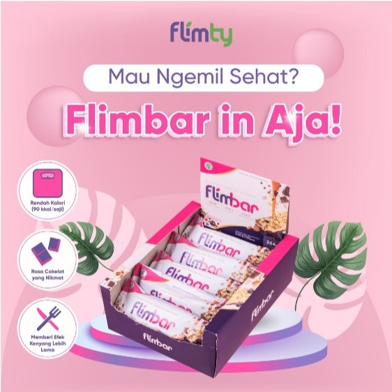 

Flimbar (Snack Sehat) by Flimty - 1 Box (isi 12 Bar) - Coklat