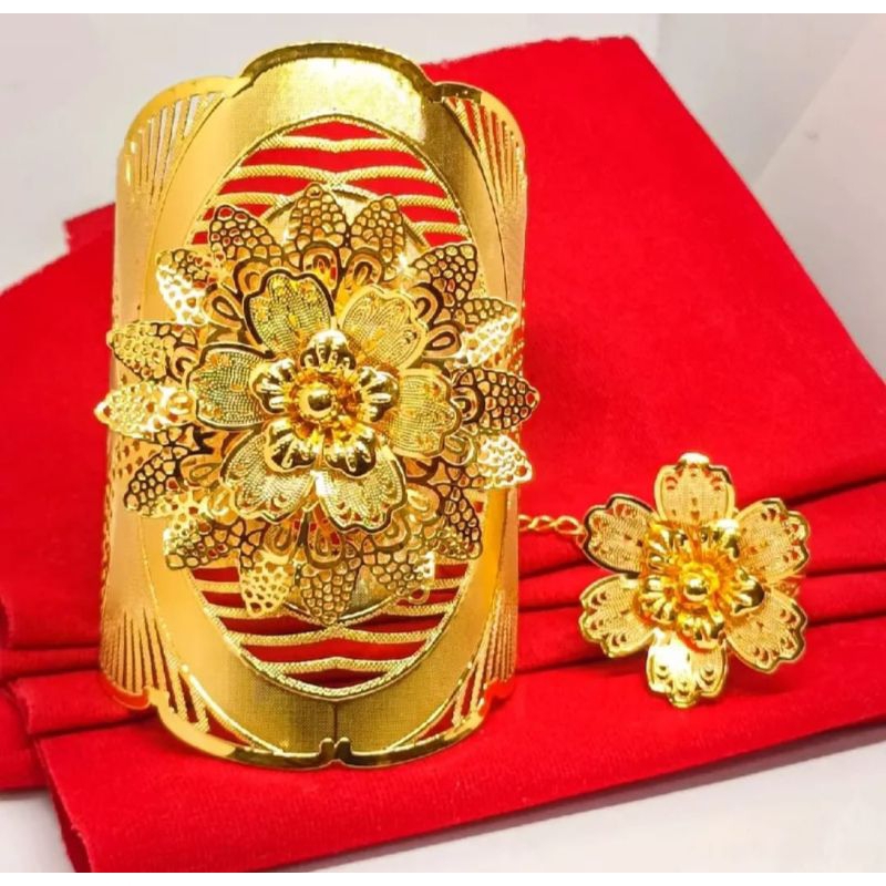 GELANG BUNGA MATAHARI LAPIS EMAS 24K PERHIASAN DUBAI TERBARU