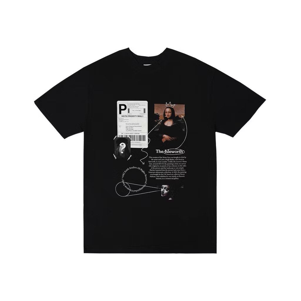KEITH STUDIO UNISEX MONALISA PRINTED BLACK T-SHIRT | KAOS HITAM