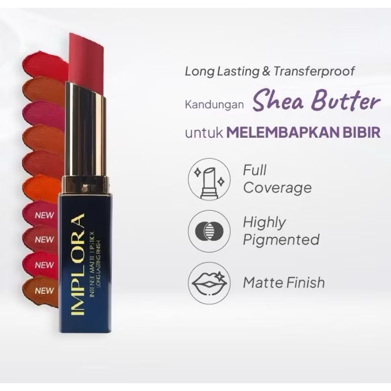 [BPOM] IMPLORA Matte Lipstik Long Lasting Finish No 1-10