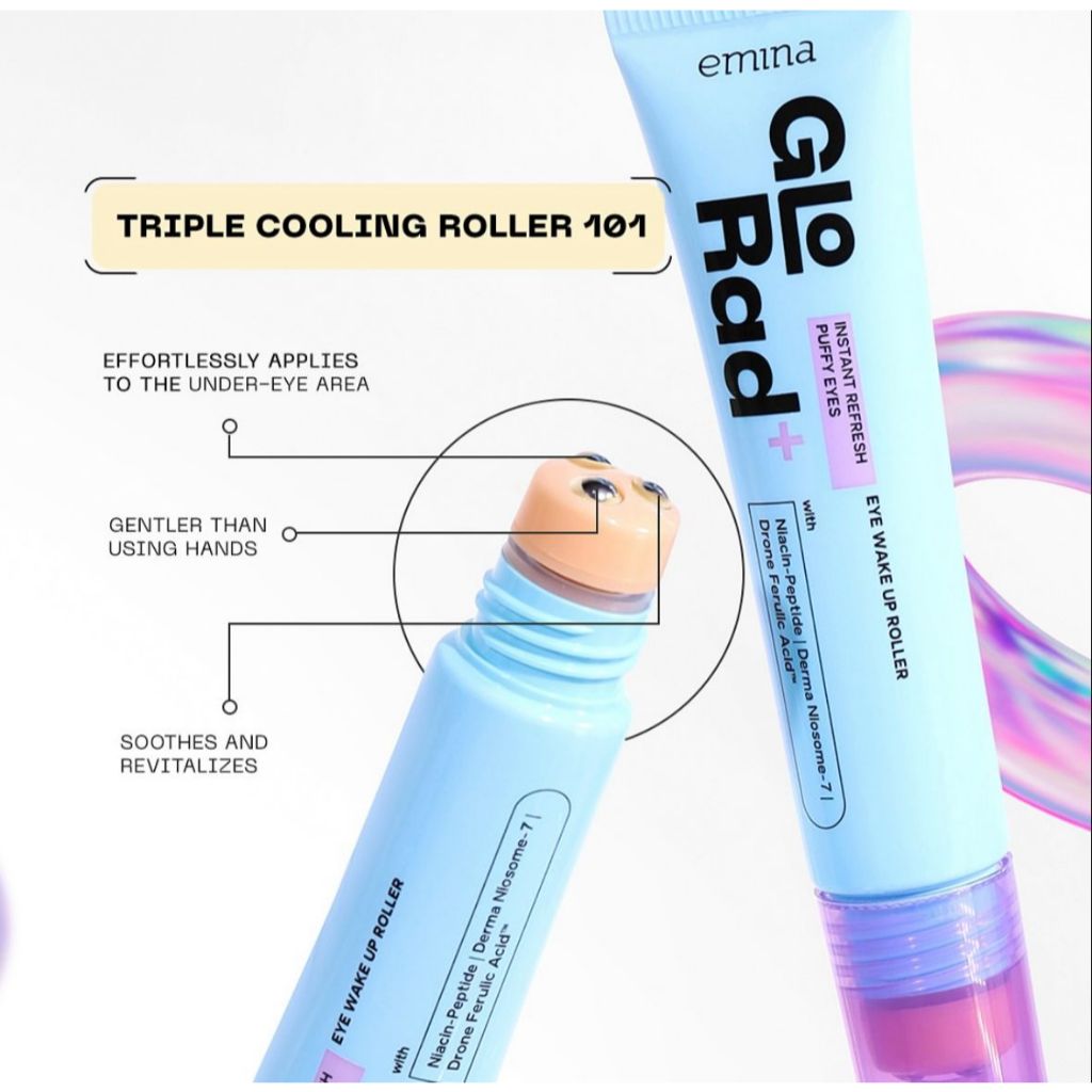 emina glo rad+ instant refresh puffy eyes eye wake up roller 15 ml / eye cream / eye roller