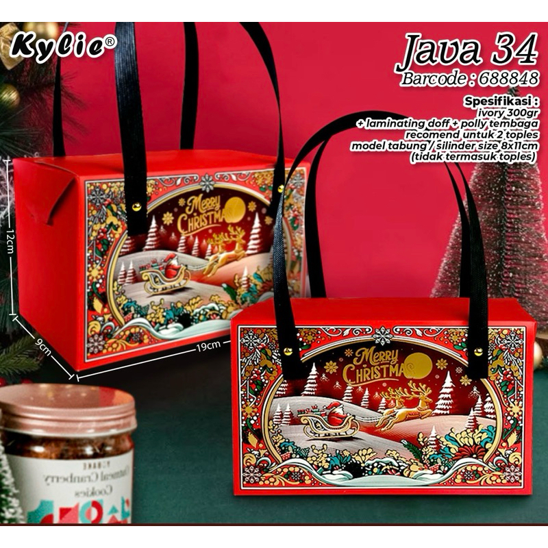 

Box Tenteng Natal Untuk Toples Tabung (Per10pc) / Packaging christmas. Tabung Tidak Termasuk