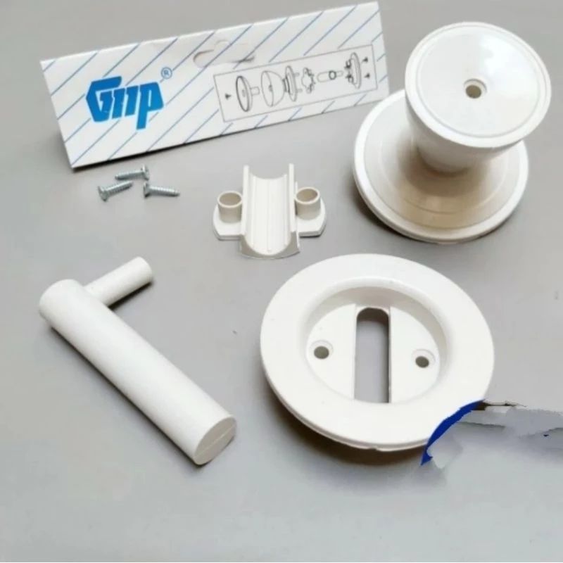 Kunci Pintu KAMAR MANDI Bulat PVC Kamar Mandi GMP Handle Grendel Pegangan Pintu Plastik