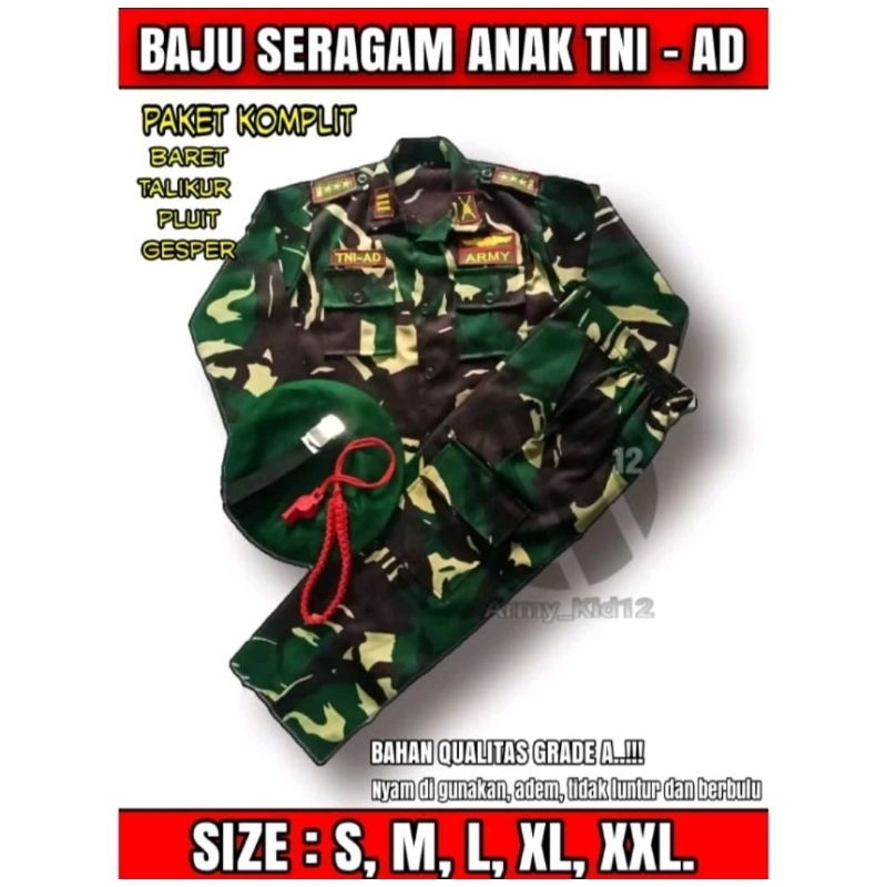 seragam anak TNI AD topi baret