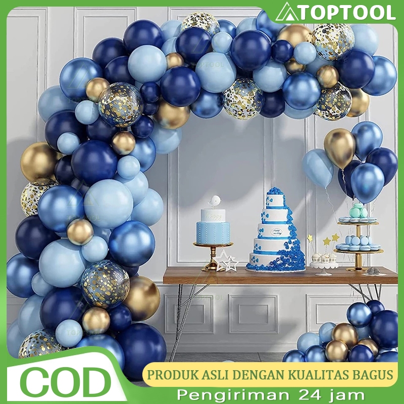 Balon Garland Karangan Bunga Warna Biru Untuk Dekorasi Pesta Ulang Tahun Balon Ulang Tahun Dekorasi 