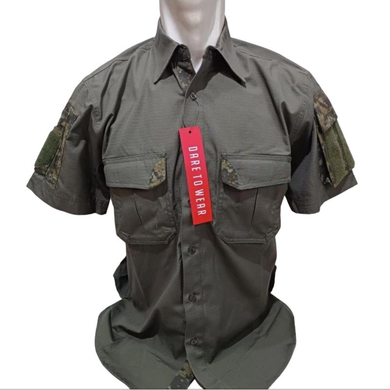 Kemeja PDL Hijau Army Motif Camo Kroasia PT SRITEX
