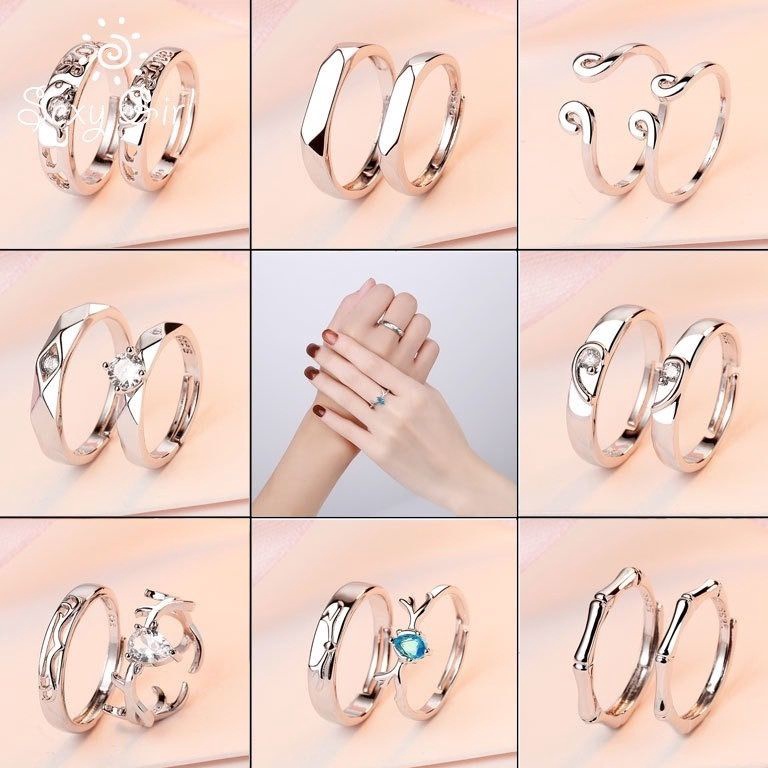 COD SEPASANG CINCIN Silver 925 FREE Box Cincin 1 PASANG Cincin couple CINCIN ART A8G5