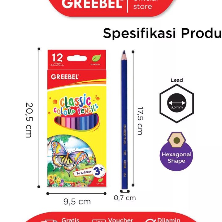 

Cepat Pensil warna Greebel 12 warna panjang 1set12wrn