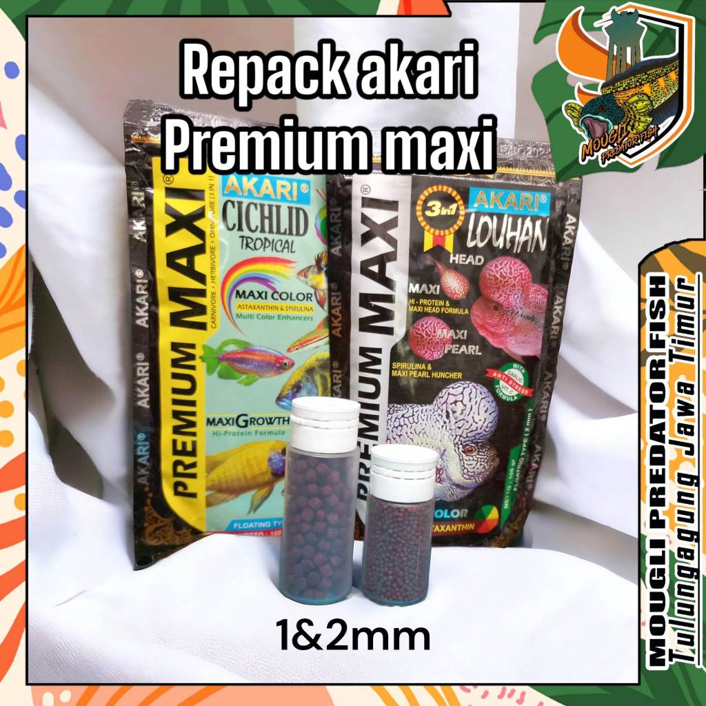 PELET IKAN AKARI PREMIUM MAXI & LOUHAN PRO 1MM DAN 2MM PAKAN CHANA PREDATOR DLL