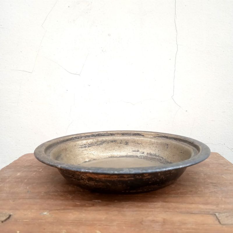 Antik Piring Tua Eropa Alpaca Lapis Perak Dm.16,5cm Utuh