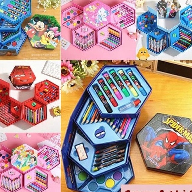

KP8 Crayon Set Isi 46 Spidol Pensil Warna Cat Air Alat Lukis