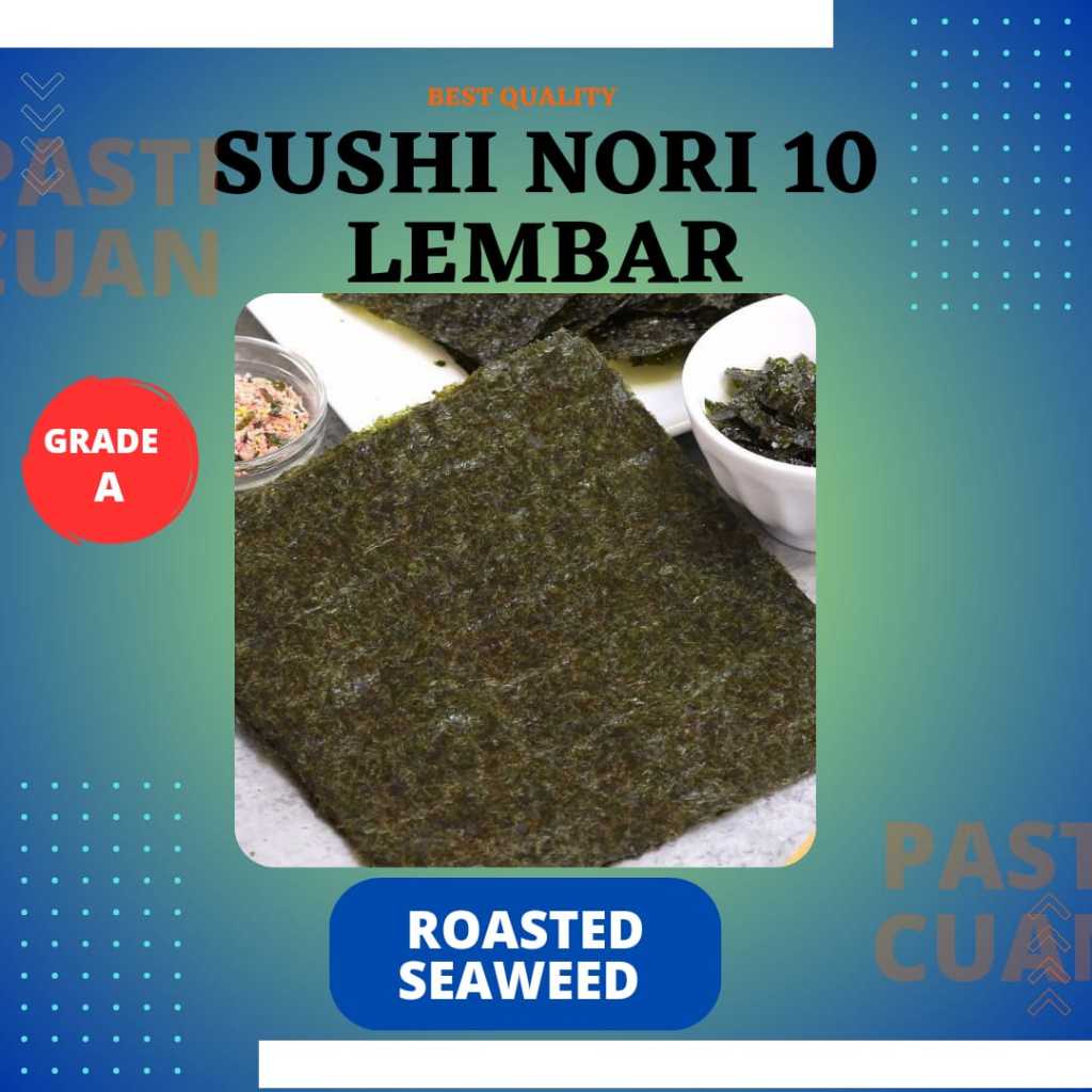 

SUSHI NORI POLOS 10 LEMBAR GRADE A / ROASTED SEAWEED PREMIUM / ROASTED SEAWEED 5 SHEETS ENAK BANGET