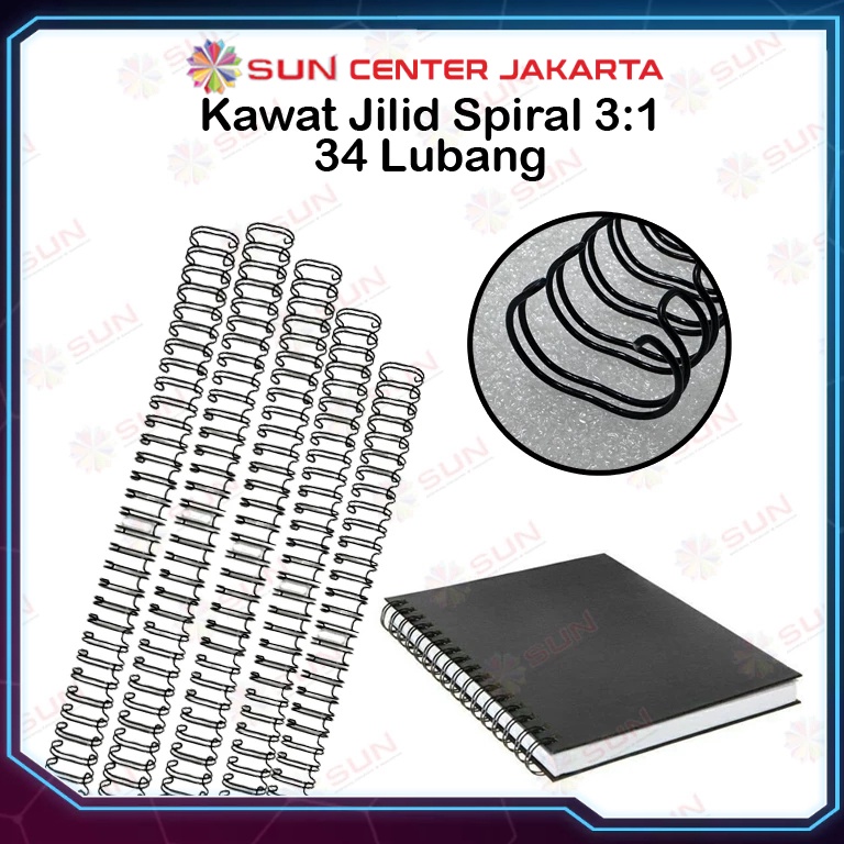 

ART F6C2 Spiral Kawat Ring Kawat Jilid Spiral 31 34 Lubang Warna Hitam Putih