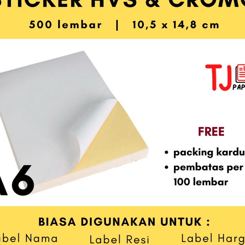 

KP8 lembar Sticker HVS Cromo A6 Lintec Sticker Doff Resi Print Resi Sticker Glossy