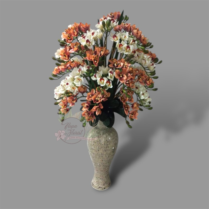 Rangkaian bunga anggrek hias cymbidium premium jumbo latex mewah T.200cm