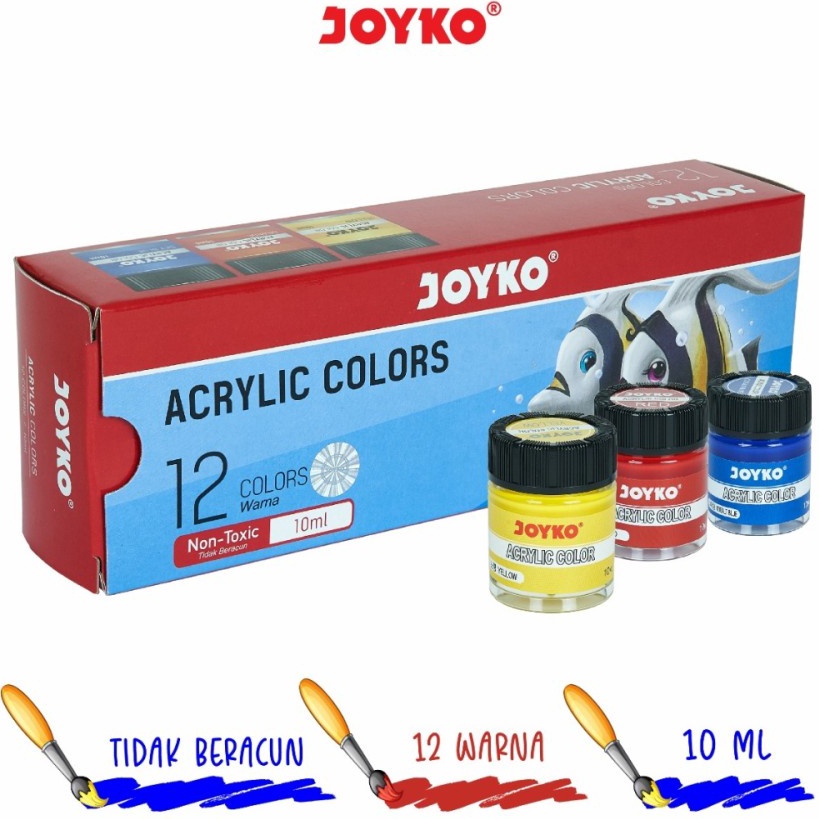 

KI3 Acrylic Color Set Cat Aklirik JOYKO 12warna ACC1mlCat Lukis Aklirik