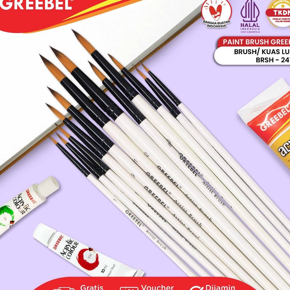 

Diskon GREEBEL Kuas Lukis Brush Paint Set Kuas Melukis 2412R