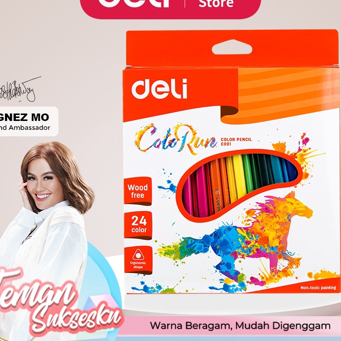 

HJ6 Deli pensil warna 24 warna color pencils pensil warna sekolah pensil warna anakanak