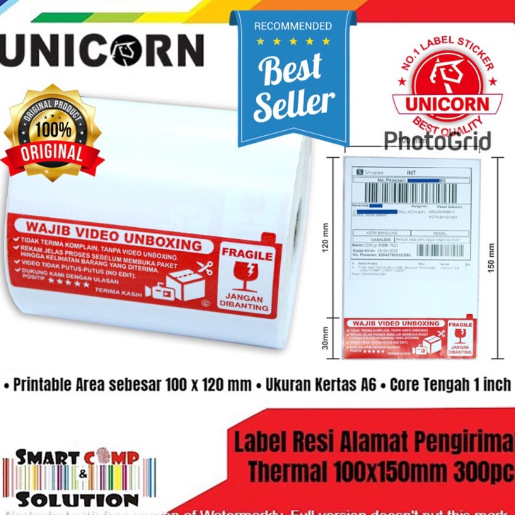

Extra Stiker Label Resi Market Place 1x15mm Direct Thermal Isi 3 TANPA RIBBON resi AWB A6