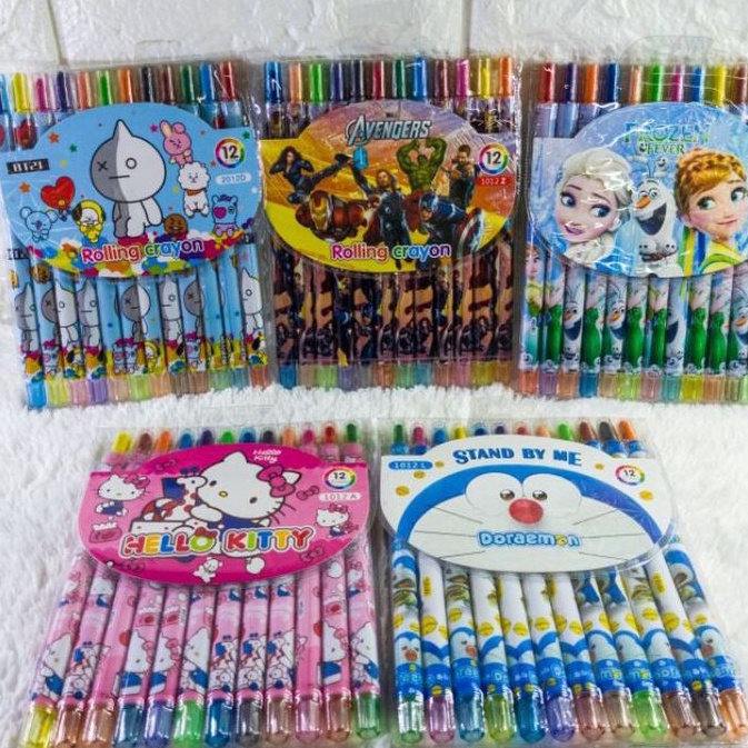 

Premium CRAYON PUTAR 12 WARNA PANJANG KRAYON PUTER FANCY KERAYON TWIST CRAYON MOTIF